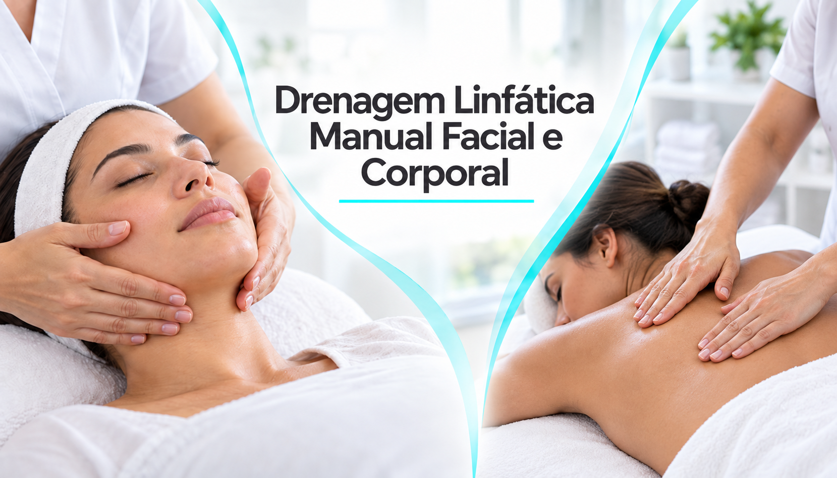 Aplicação de drenagem linfática manual facial e massagem corporal curso da Escola de Estética Av. Paulista.